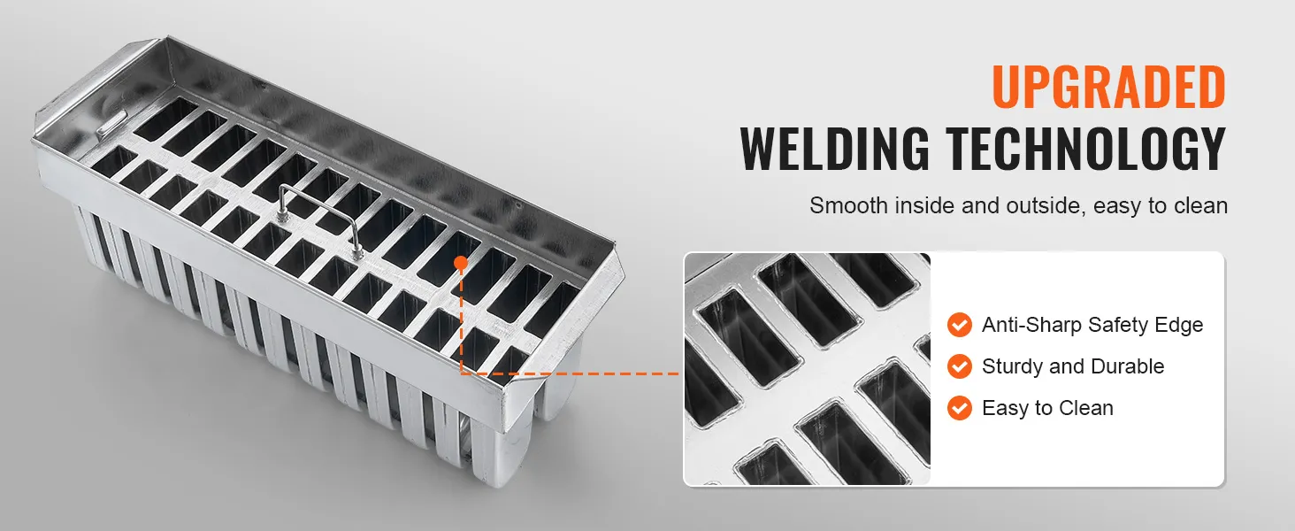 VEVOR popsicle machine with upgraded welding technology, anti-sharp safety edge, and easy to clean design.