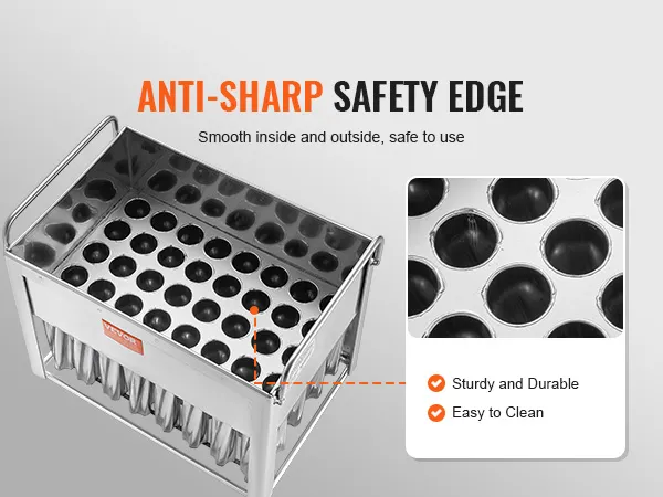 VEVOR ijsvormpjes met anti-scherpe veiligheidsrand, stevig en duurzaam, eenvoudig schoon te maken.