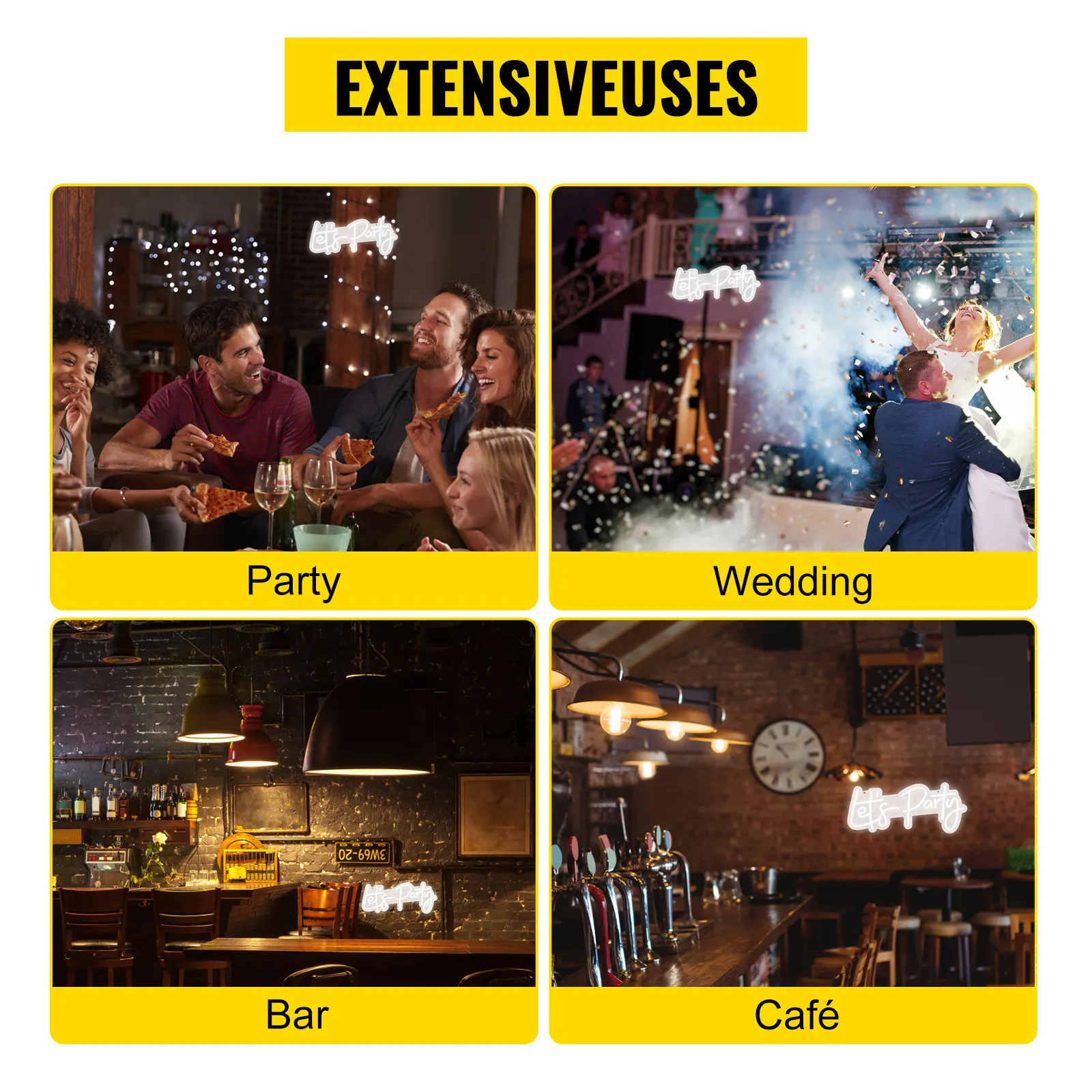 VEVOR let's party neon sign - ideal for parties, weddings, bars, and cafés. extensive use cases.