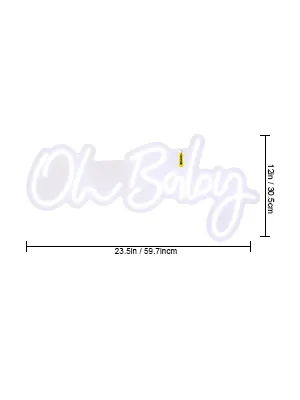 VEVOR oh baby neon sign, white neon text, dimensions: 23.5in x 12in.
