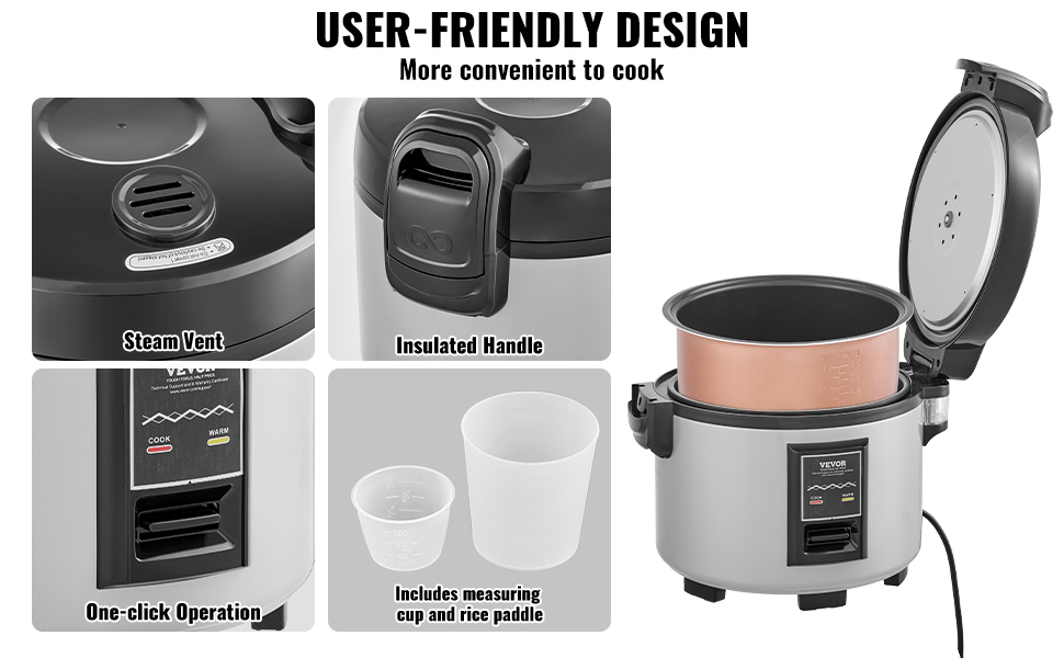 VEVOR Non-Stick Rice Cooker — 60 Cup Electric Rice Steamer