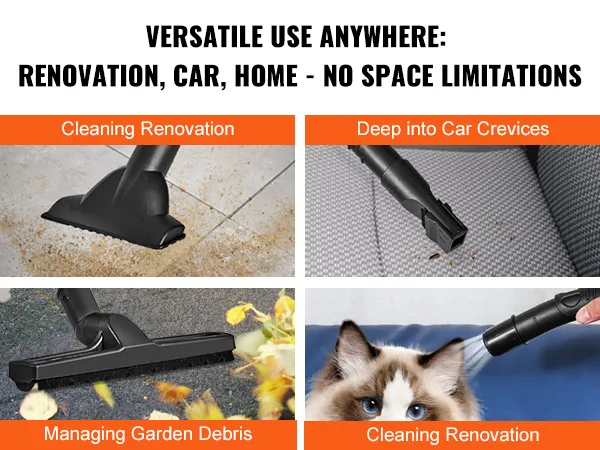 VEVOR nat-droog stofzuigen, renovatie, autospleten, opruimen van tuinafval en wegblazen van dierenhaar.