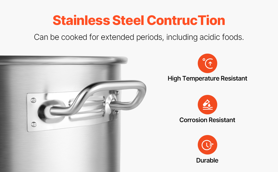 VEVOR Stainless Steel Stockpot – 36 QT / 34 L Large Capacity