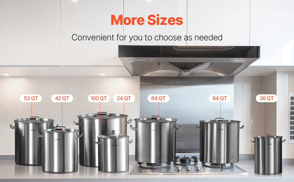 VEVOR Stainless Steel Stockpot – 36 QT / 34 L Large Capacity