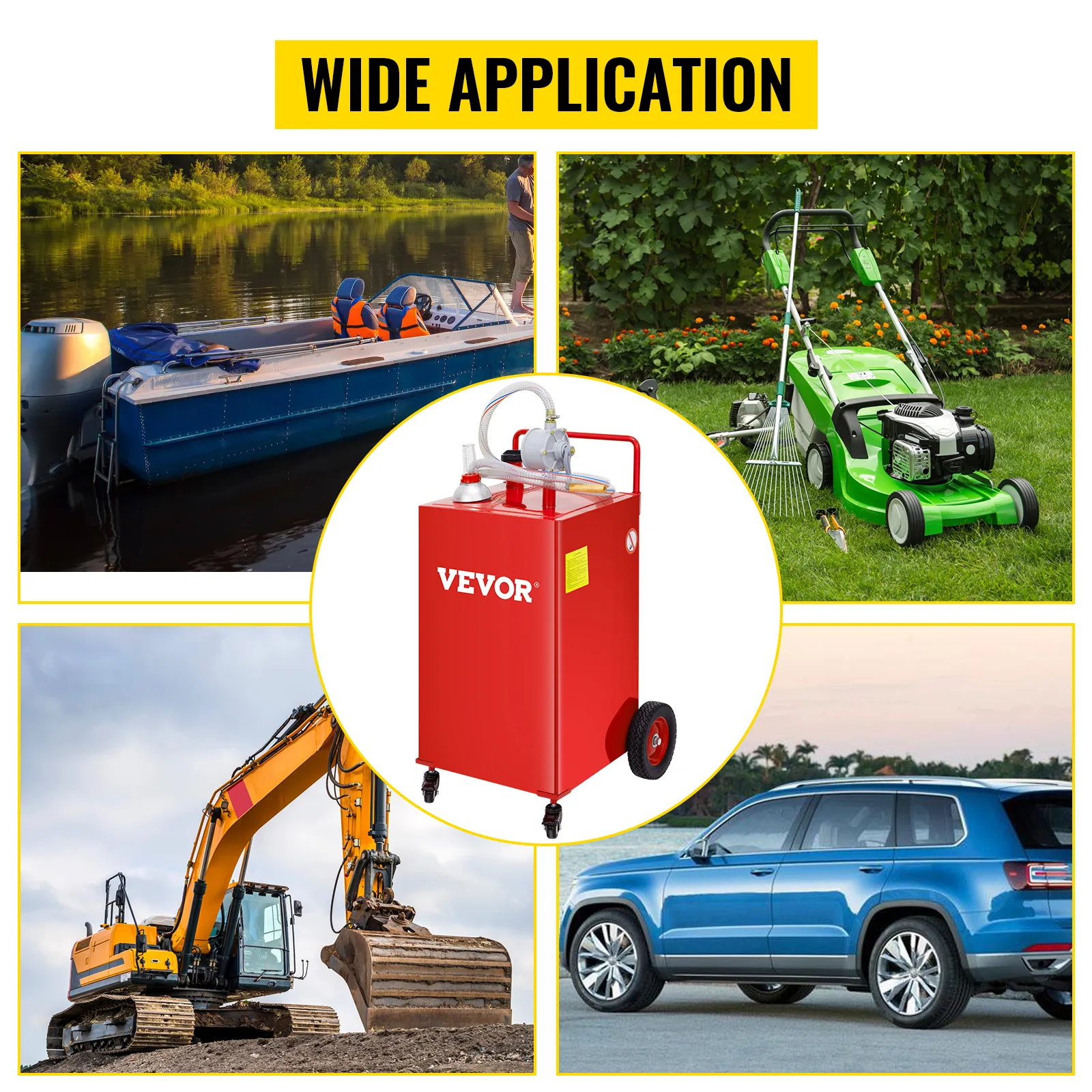 Cartucho de combustible VEVOR para reabastecimiento de combustible de embarcaciones, mantenimiento de cortadoras de césped, equipos de construcción y automóviles. Amplia aplicación.