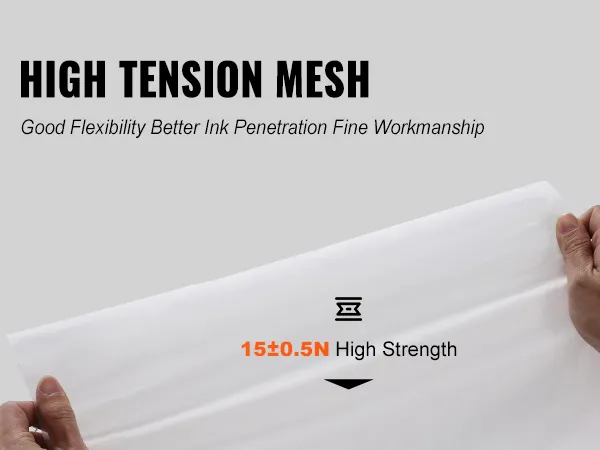 high tension mesh illustrating good flexibility, better ink penetration, and fine workmanship for VEVOR screen printing kit.