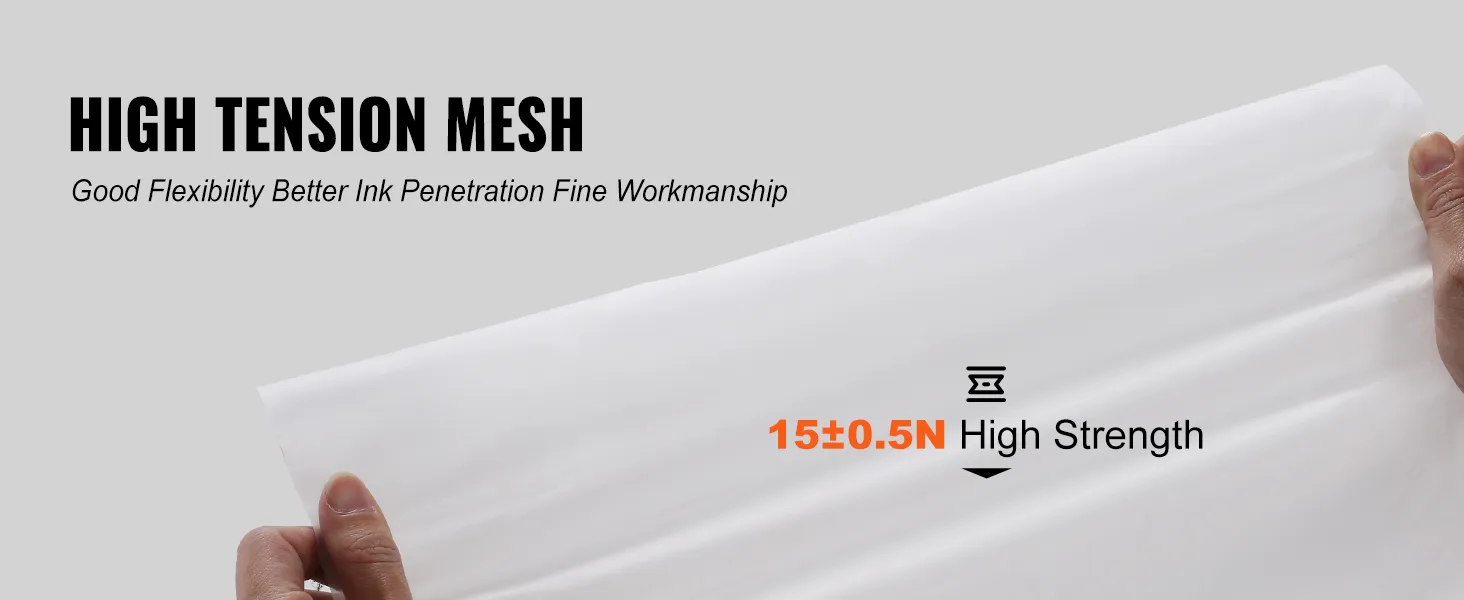 high tension mesh illustrating good flexibility, better ink penetration, and fine workmanship for VEVOR screen printing kit.