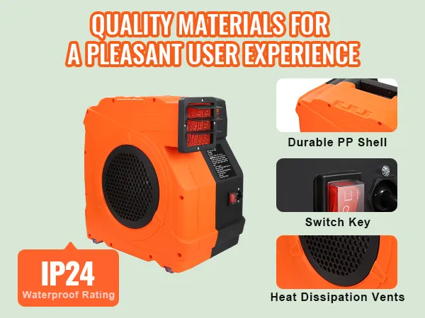 Soplador de castillo inflable VEVOR con carcasa de polipropileno duradera, ventilación de disipación de calor, llave de interruptor y clasificación IP24.