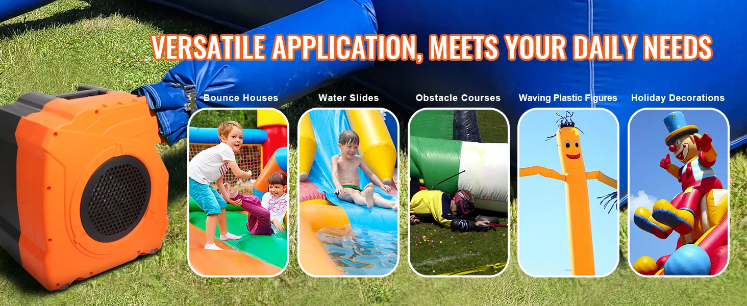 Soplador de castillo inflable VEVOR para castillos inflables, toboganes de agua, pistas de obstáculos, figuras que se mueven y decoraciones.