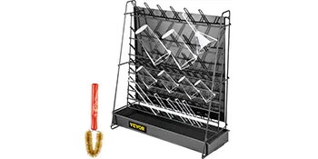 VEVOR lab glassware drying rack with multiple pegs and a cleaning brush.