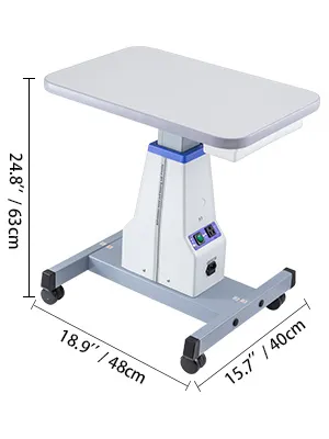 VEVOR motorized instrument table with adjustable height and measurements.