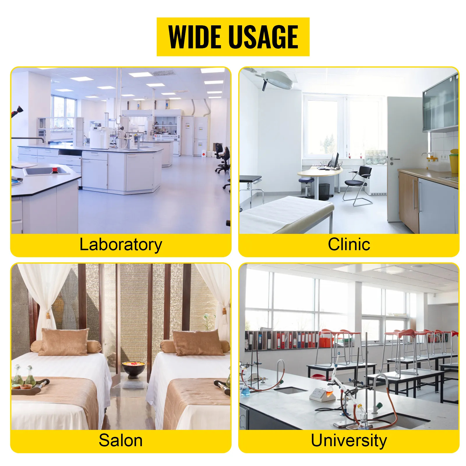 VEVOR stainless steel lab cart with multiple uses in labs, clinics, salons, universities.