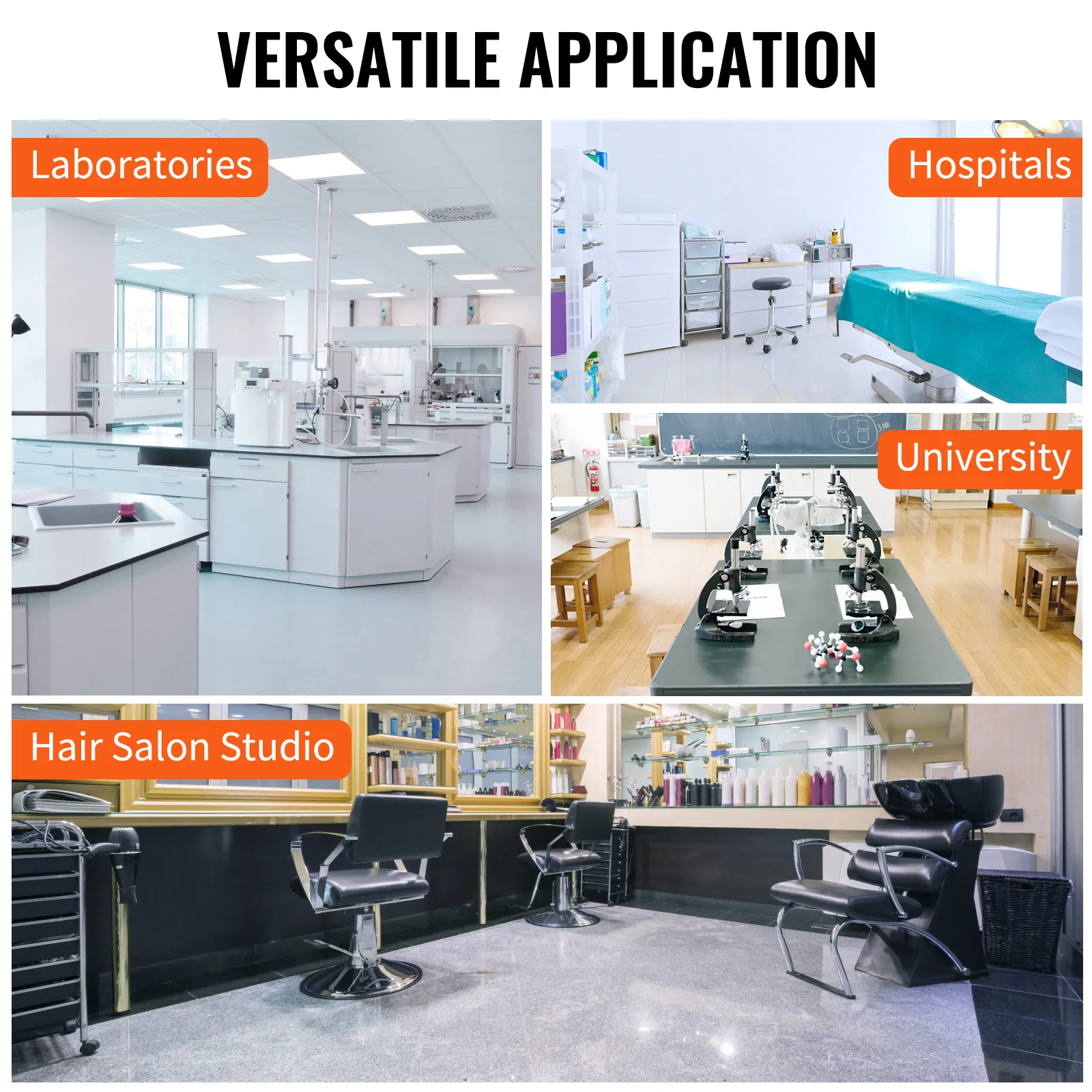 VEVOR lab rolling cart for laboratories, hospitals, universities, and hair salon studios.