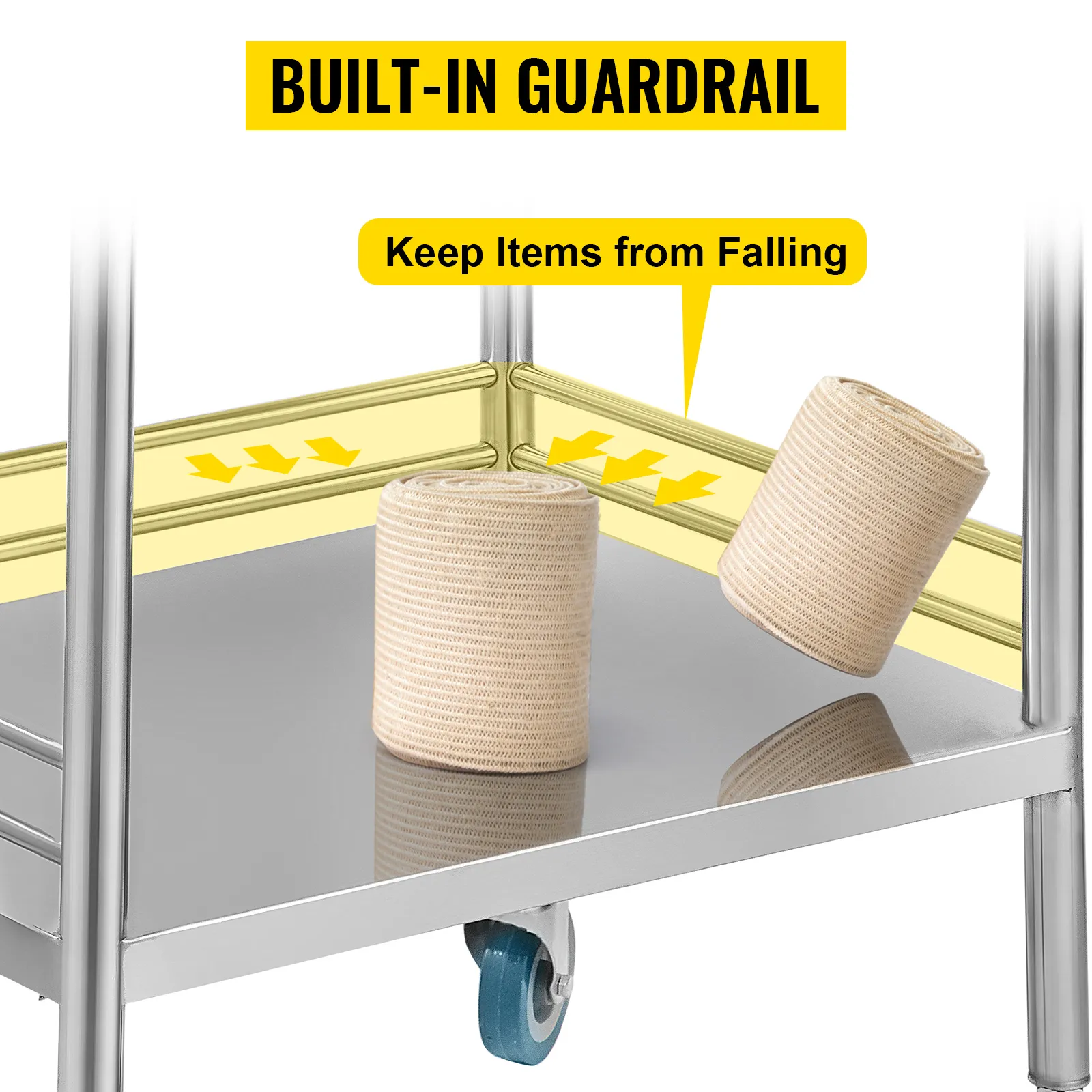 VEVOR utility cart with built-in guardrail preventing items from falling.