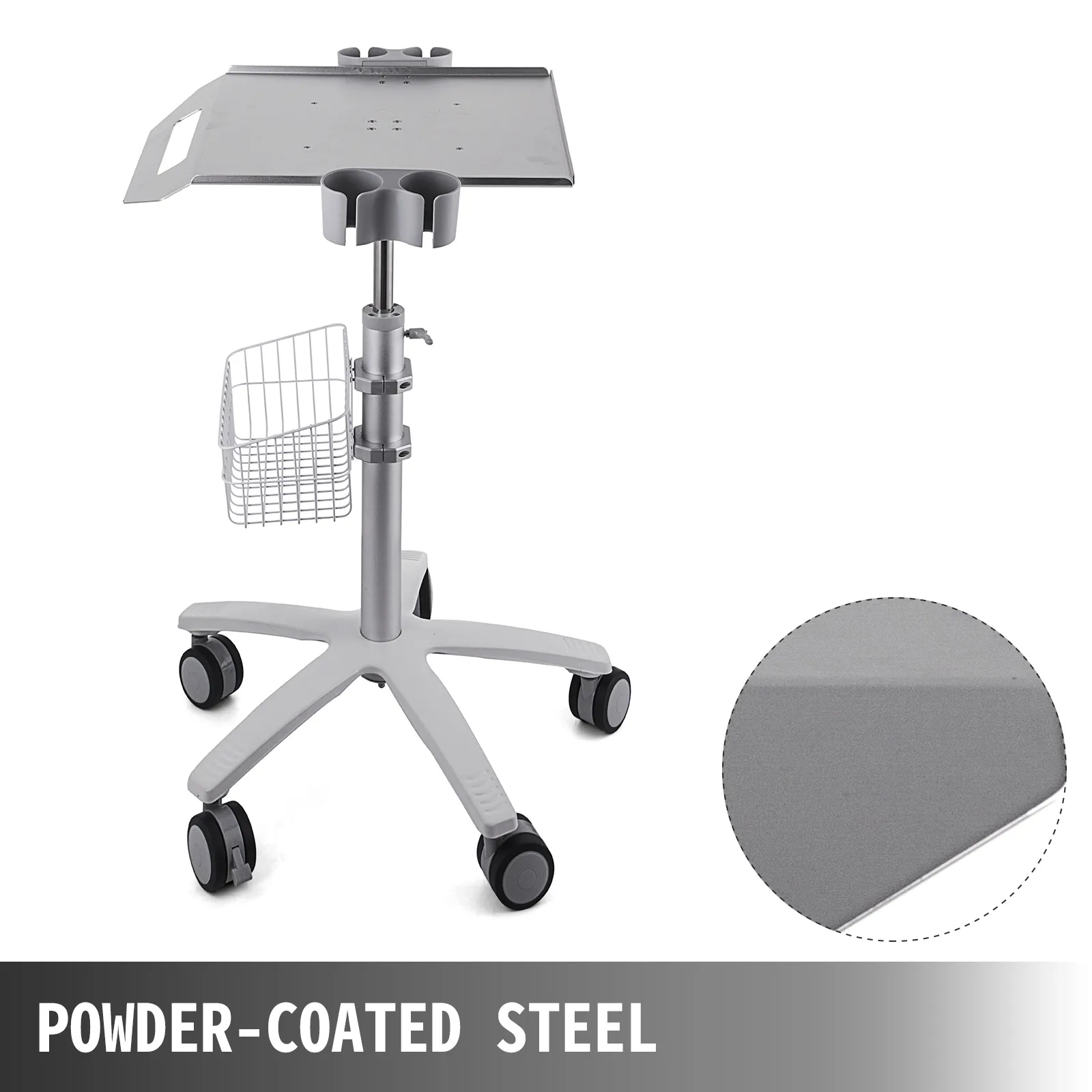 VEVOR mobile trolley cart with adjustable height and lockable wheels.