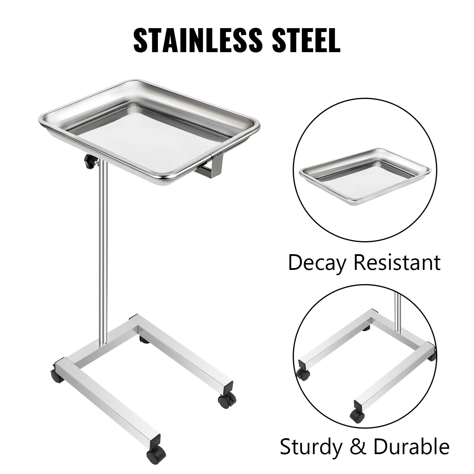 VEVOR lab cart with stainless steel, decay resistant, sturdy & durable.