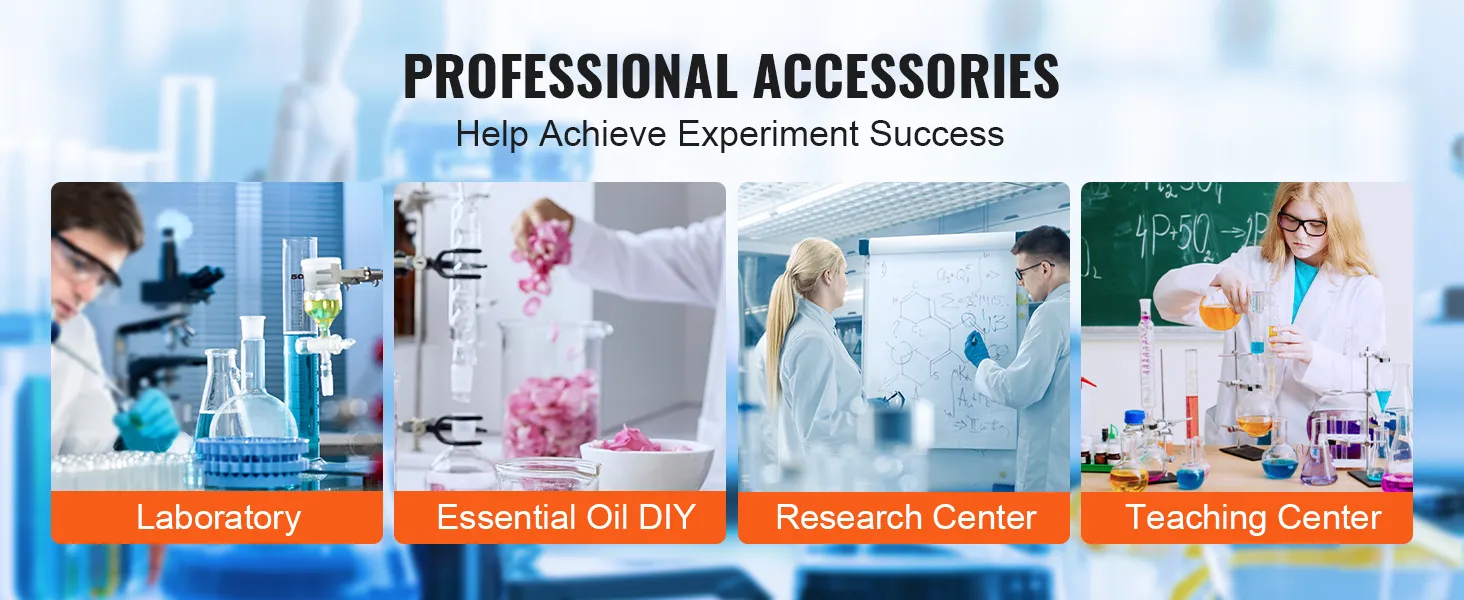 professional accessories for laboratory, essential oil diy, research center, teaching center with VEVOR lab distillation kit.
