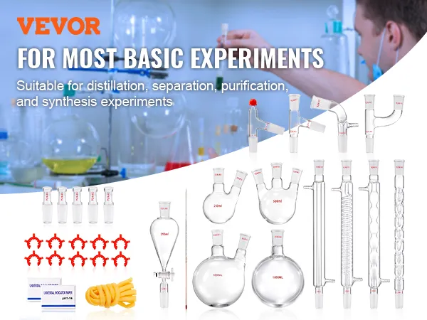 VEVOR lab distillation kit for basic distillation, separation, and purification experiments.