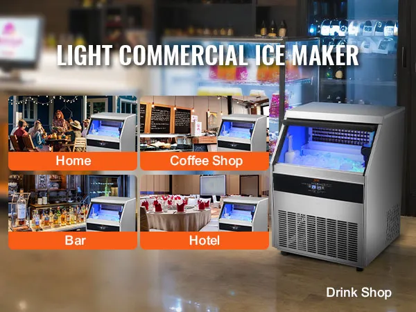 light commercial ice maker for home, coffee shop, bar, hotel, and drink shop.