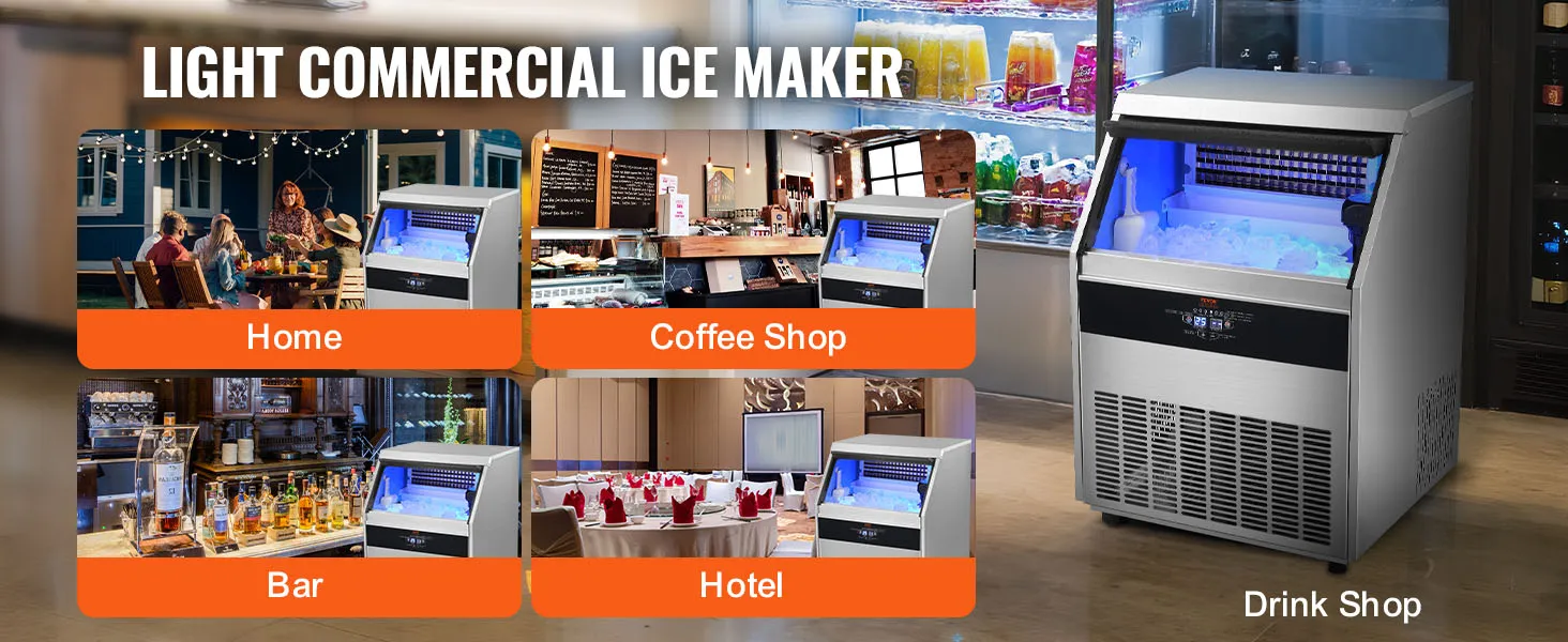 light commercial ice maker for home, coffee shop, bar, hotel, and drink shop.