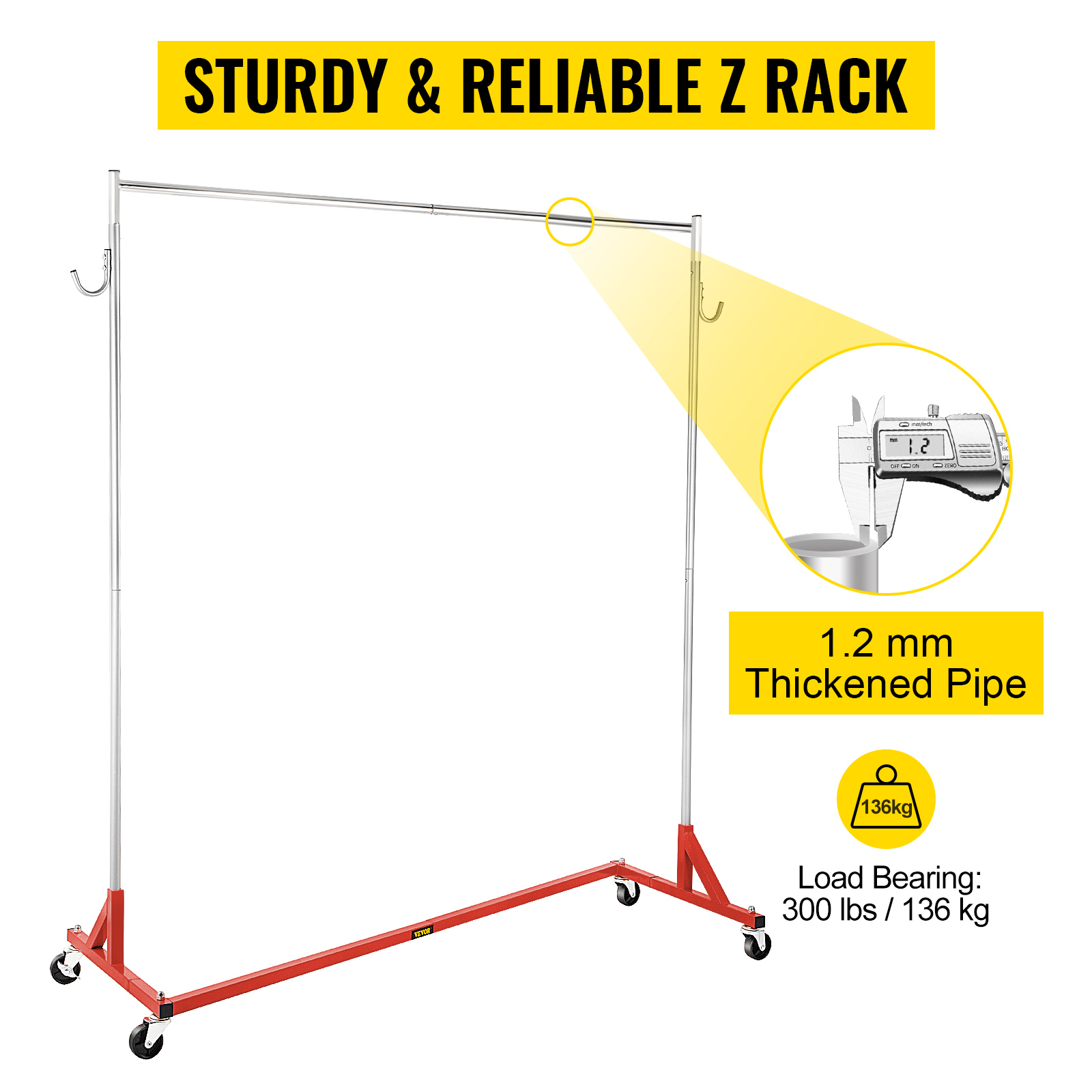 VEVOR Z Rack, Industrial Grade Z Base Garment Rack, Height