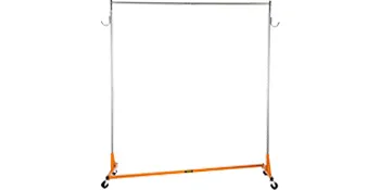adjustable VEVOR z rack with an orange base and sturdy casters.