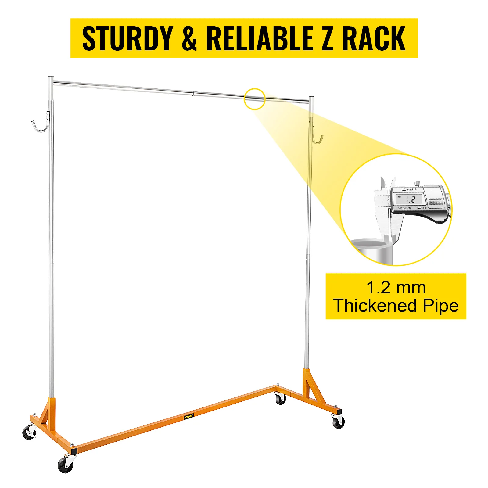 sturdy and reliable VEVOR z rack with 1.2 mm thickened pipe construction.