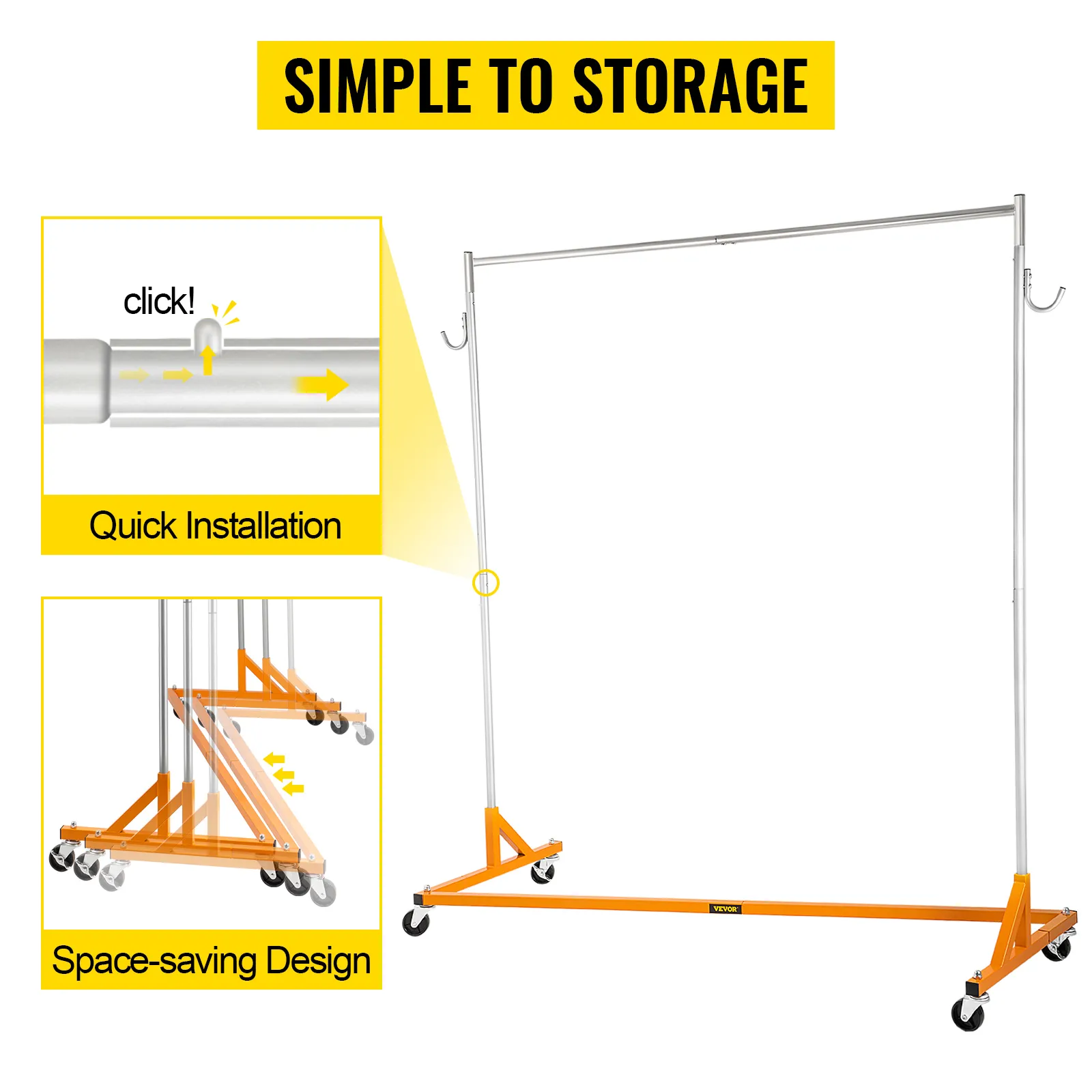 VEVOR z rack with quick installation and space-saving design for easy storage.
