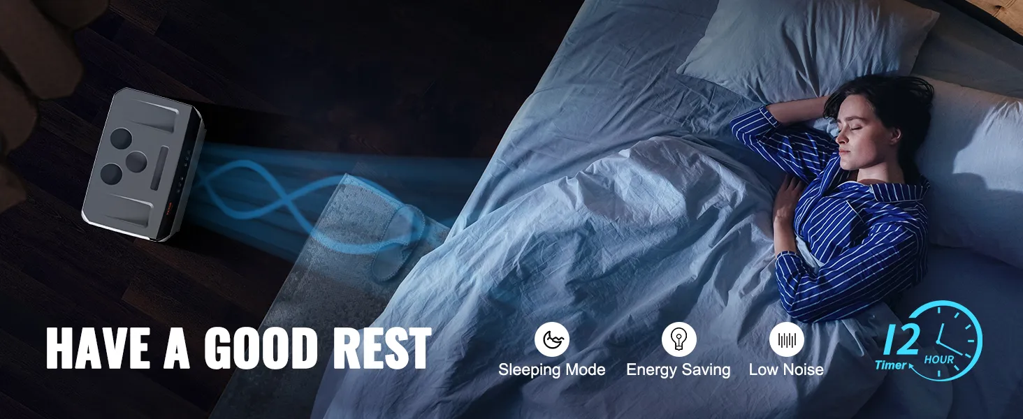 VEVOR evaporative air cooler provides a quiet, energy-saving sleep mode for restful nights.