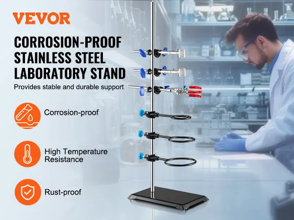 VEVOR lab stand: corrosion-proof stainless steel laboratory stand with high-temperature resistance.