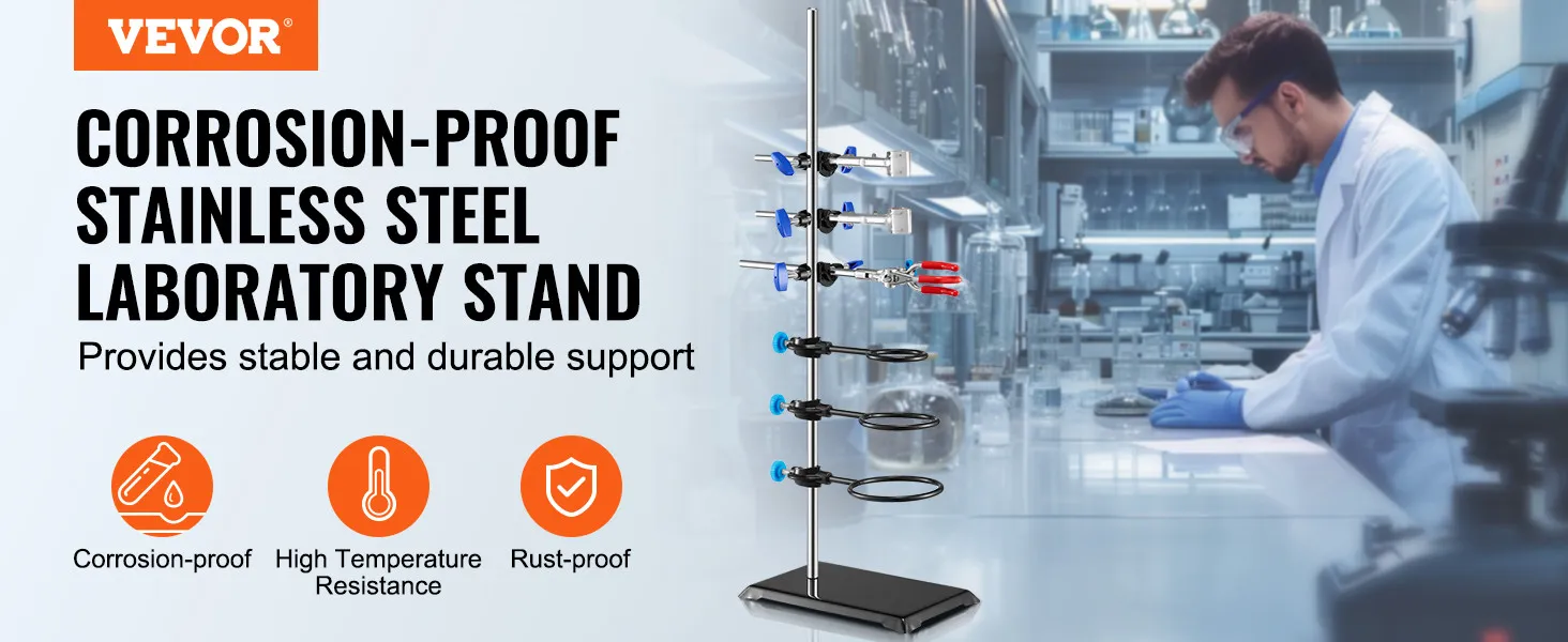 VEVOR lab stand: corrosion-proof stainless steel laboratory stand with high-temperature resistance.