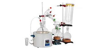 VEVOR short path distillation kit with digital temperature control and complex glassware.