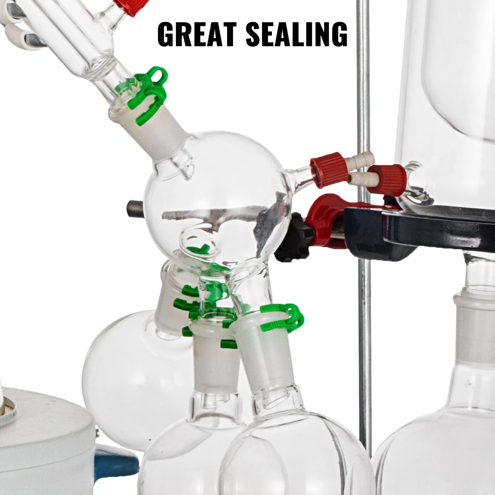 VEVOR short path distillation kit with great sealing and multiple glassware pieces.