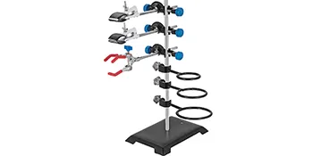 VEVOR laboratory stand set with clamps, rings, and adjustable components on a sturdy base.