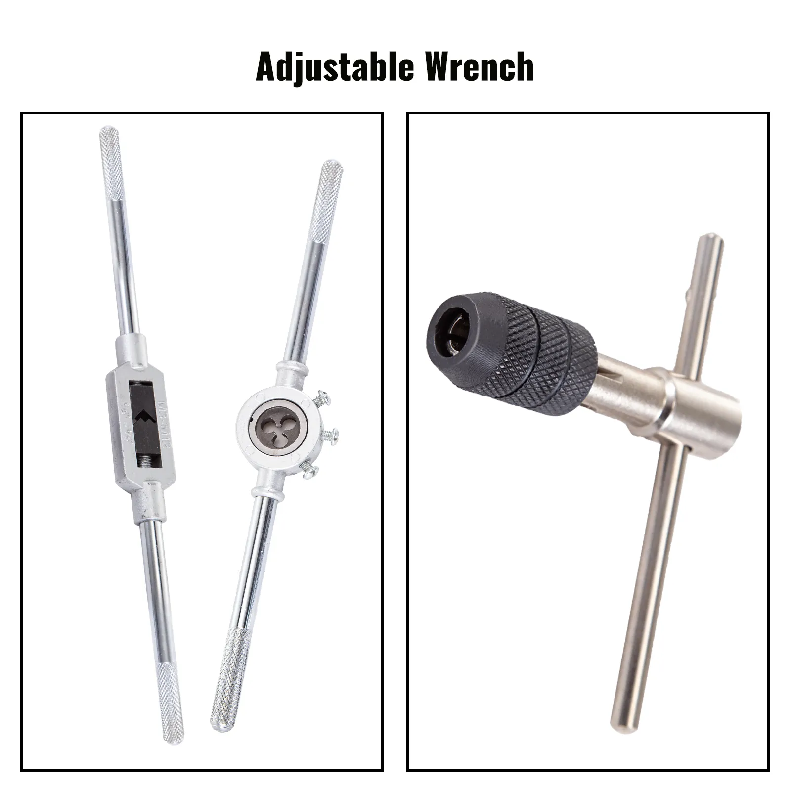 VEVOR tap and die set adjustable wrenches with knurled handles and durable design.
