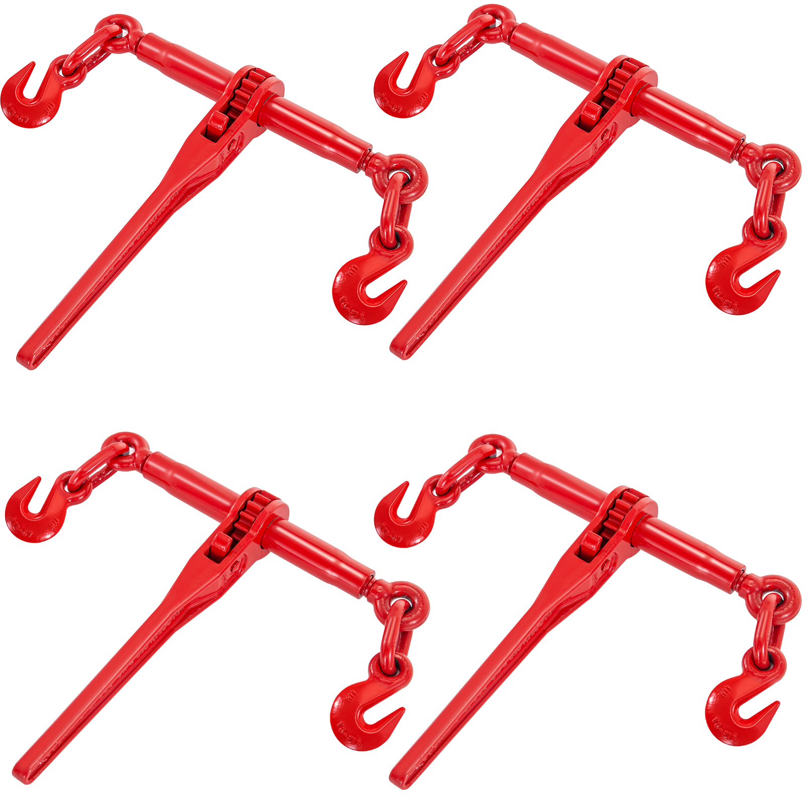VEVOR Ratschenbinder-Set, 4er-Pack – 4,2 T SWL, Für Ketten 3/8" Bis 1/2", G70 Haken, Verstellbar 63,5-81,3 Cm