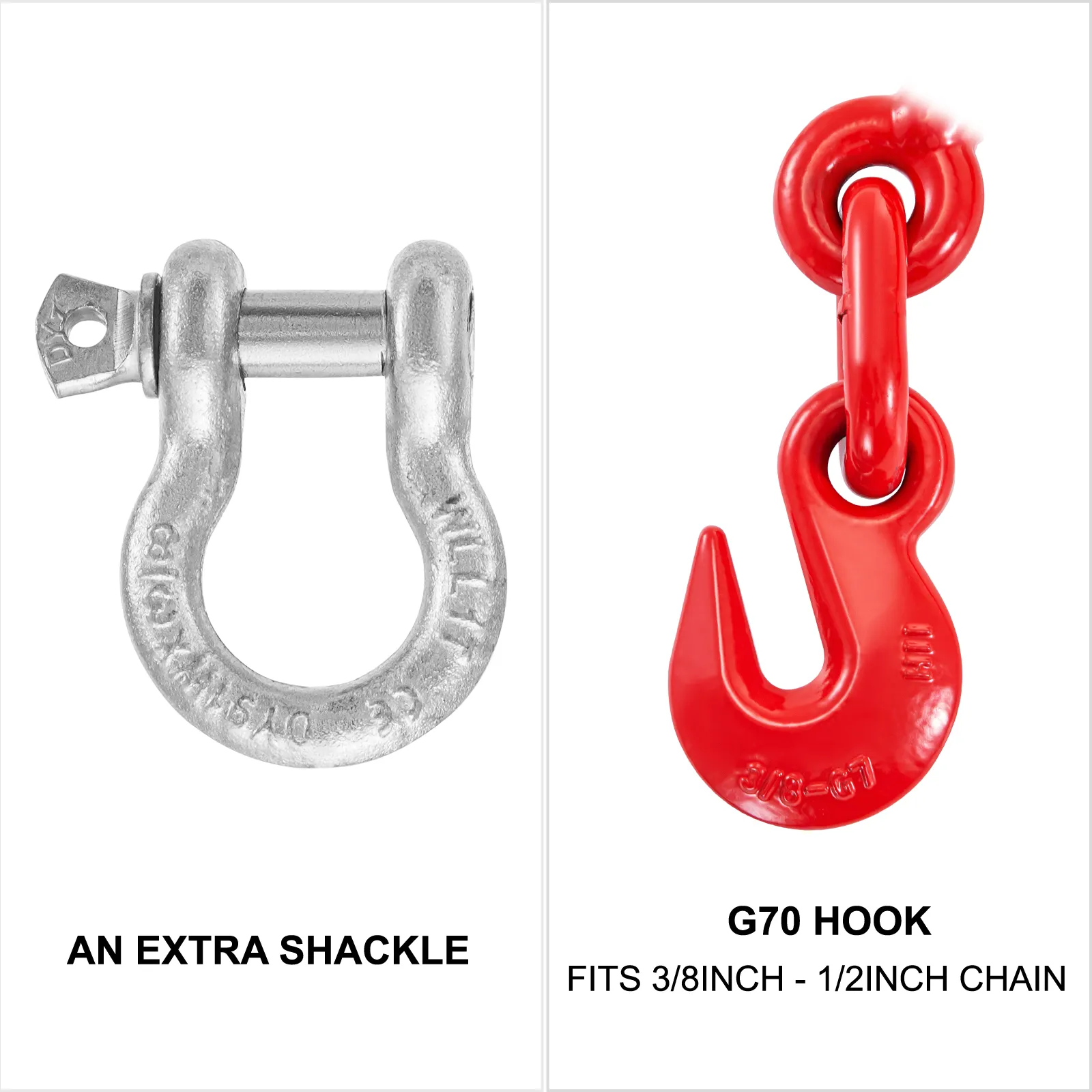 Legatori a cricchetto VEVOR con grillo extra e gancio G70 per catene da 3/8" - 1/2".