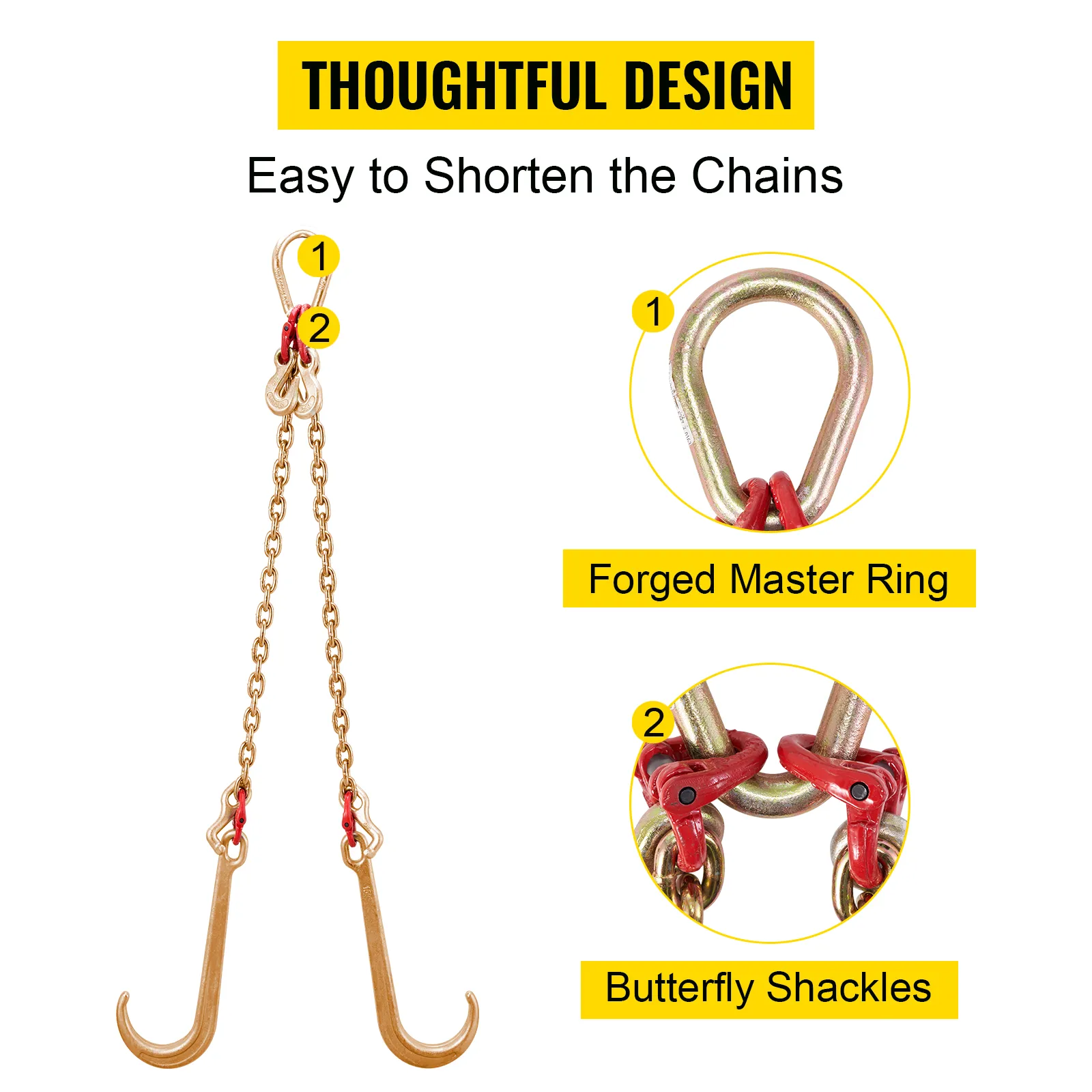 Cadena de brida VEVOR con anillo maestro forjado y grilletes de mariposa.