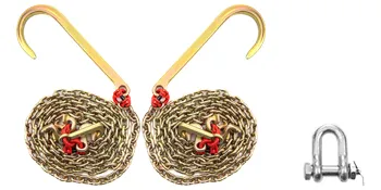 Łańcuch VEVOR typu j hook z szeklą i trwałymi złotymi łańcuchami starannie splecionymi.