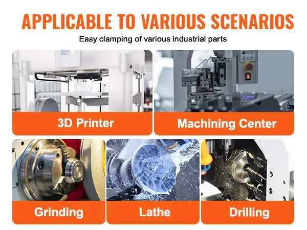 VEVOR 3-jaw lathe chuck used in 3d printing, machining centers, grinding, lathes, and drilling.