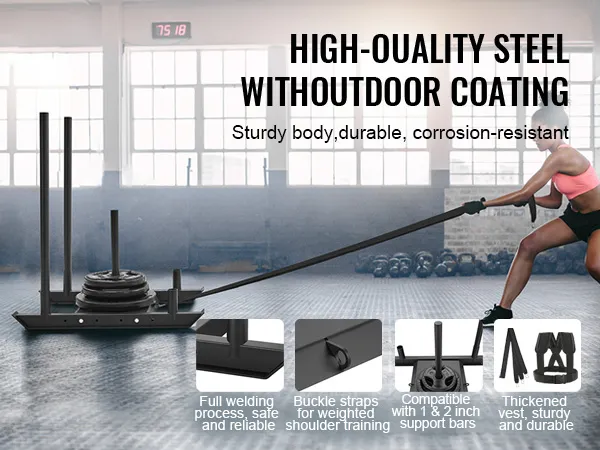 VEVOR Krafttrainingsschlitten, hochwertiger Stahl, Outdoor-Beschichtung, langlebig, korrosionsbeständig.