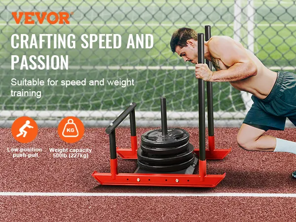 VEVOR weight training sled for speed and weight training, drag, push, pull, 500lb capacity.