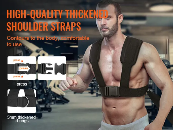 high-quality thickened shoulder straps for VEVOR weight training sled, contoured and comfortable fitness gear.
