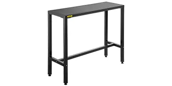 Zwarte rechthoekige VEVOR buitenbartafel met stevig metalen frame en vier poten.