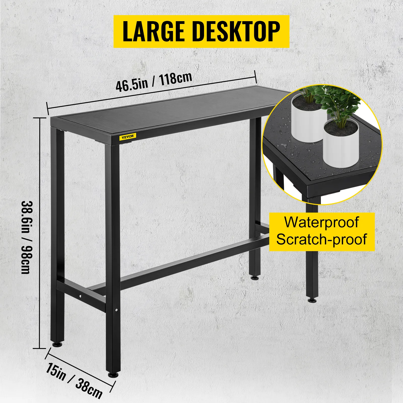 VEVOR bartafel voor buiten met groot waterbestendig werkblad, 128 x 38 cm, krasbestendig.