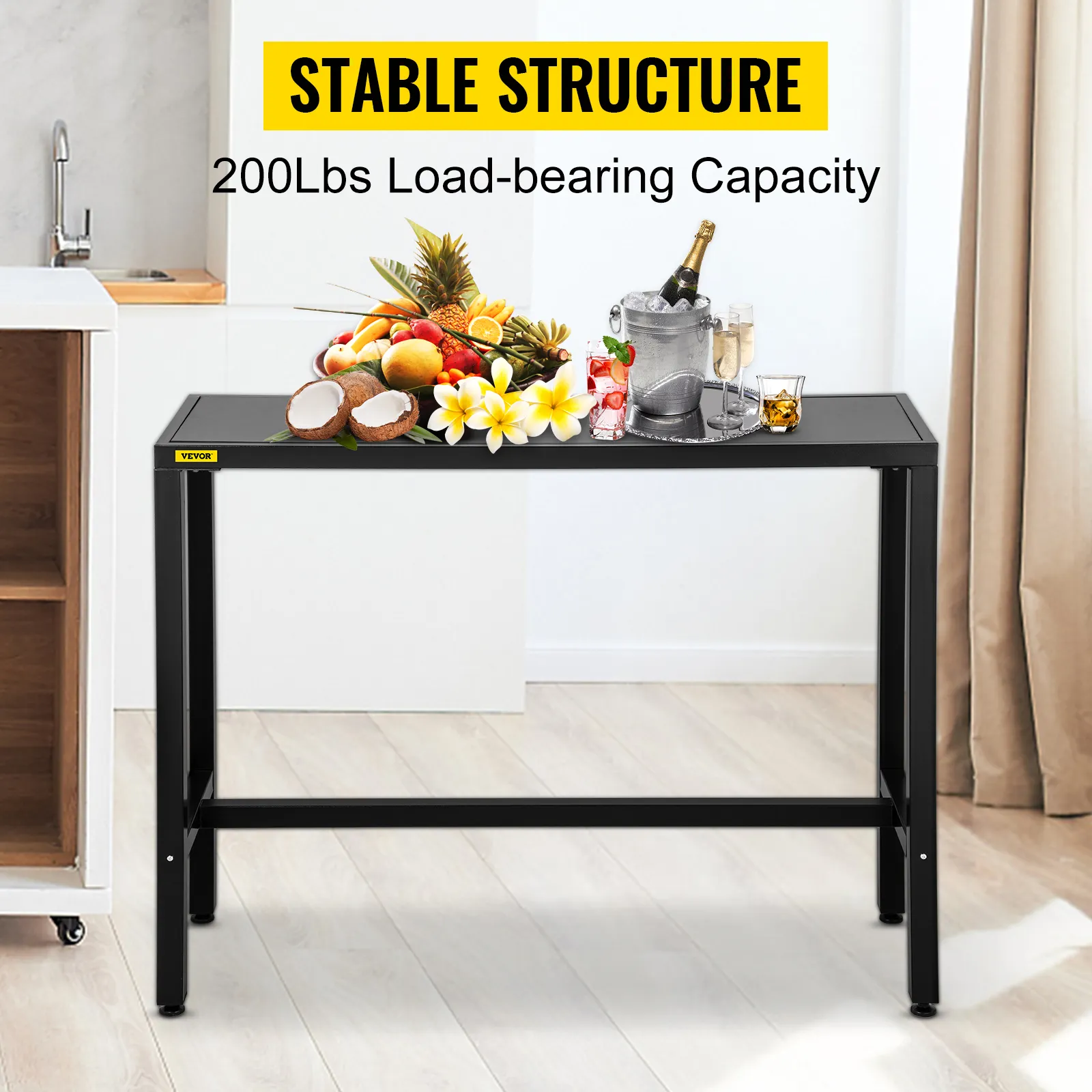 VEVOR buitenbartafel met fruit-, bloemen- en drankopstelling. Draagvermogen van 200 lbs.