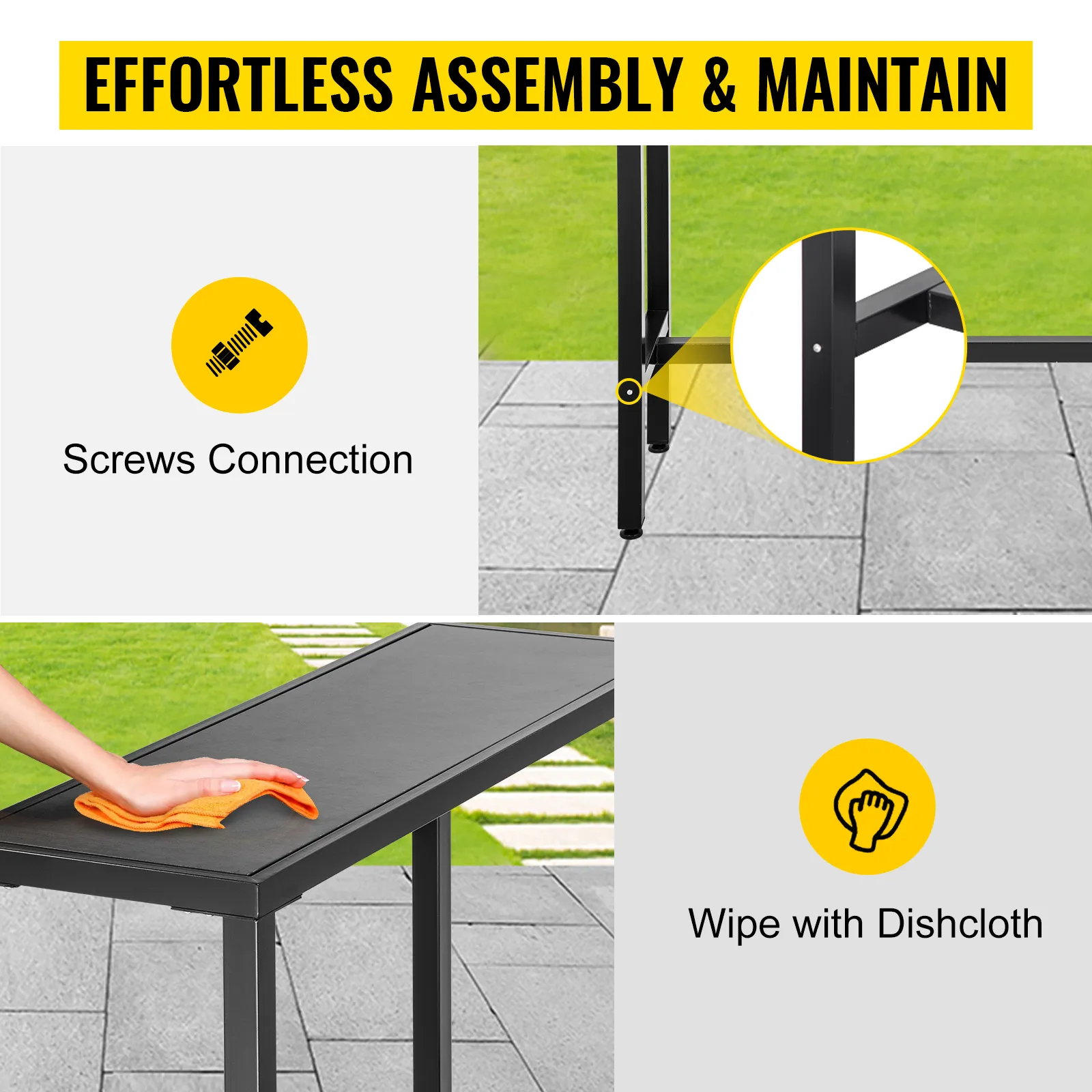 VEVOR bartafel voor buiten met eenvoudige schroefverbinding en eenvoudig schoon te maken.