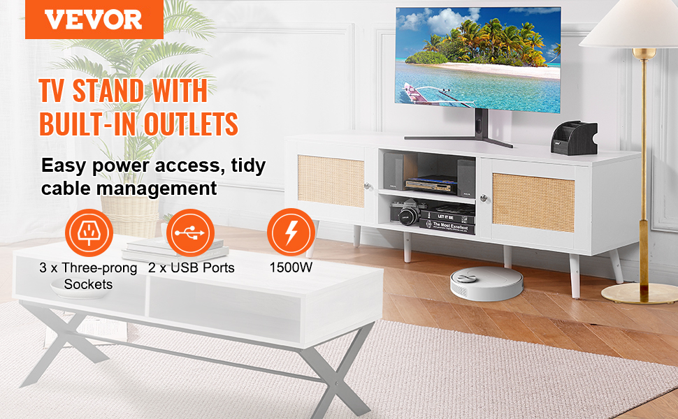 Bay Isle Home ON-TREND Élégant Meuble Télé En Rotin Pour Téléviseur De 65 Po Ou Moins, Console - 9