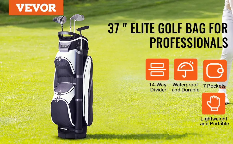 VEVOR Golf-Cartbag für Profis – 14-fach-Unterteilung, wasserdicht, 7 Taschen, leicht und tragbar.