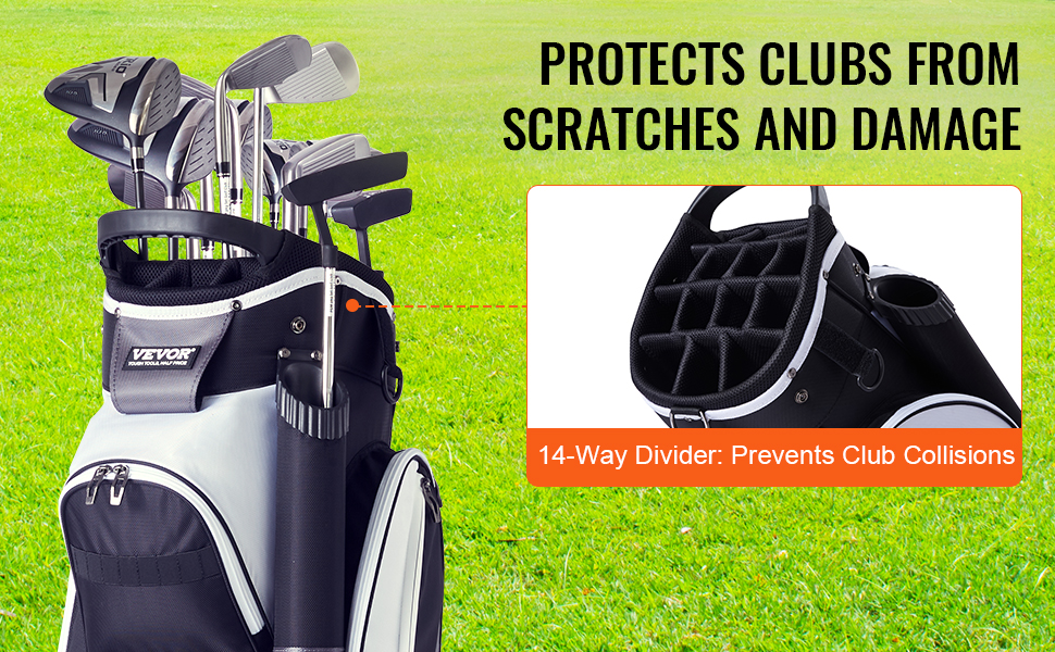 VEVOR Golf Cart Bag with 14 Way Organizer Divider Top, 36